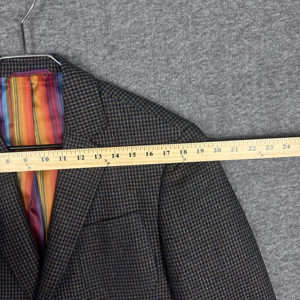 Q by Flynt Sport Coat Blazer Mens 40R Brown Houndstooth Tweed Wool Silk Bateman